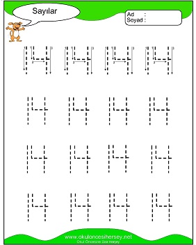 okul öncesi 1 sayısı çizgi çalışması
